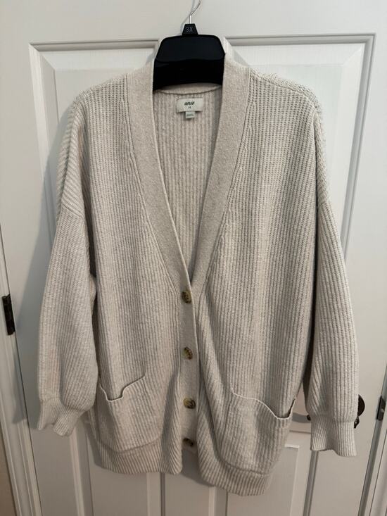 Aerie Sweaters - Aerie Wide Rib Oversized Cardigan Grandpa Cream Oatmeal Cotton Blend L fits 2X